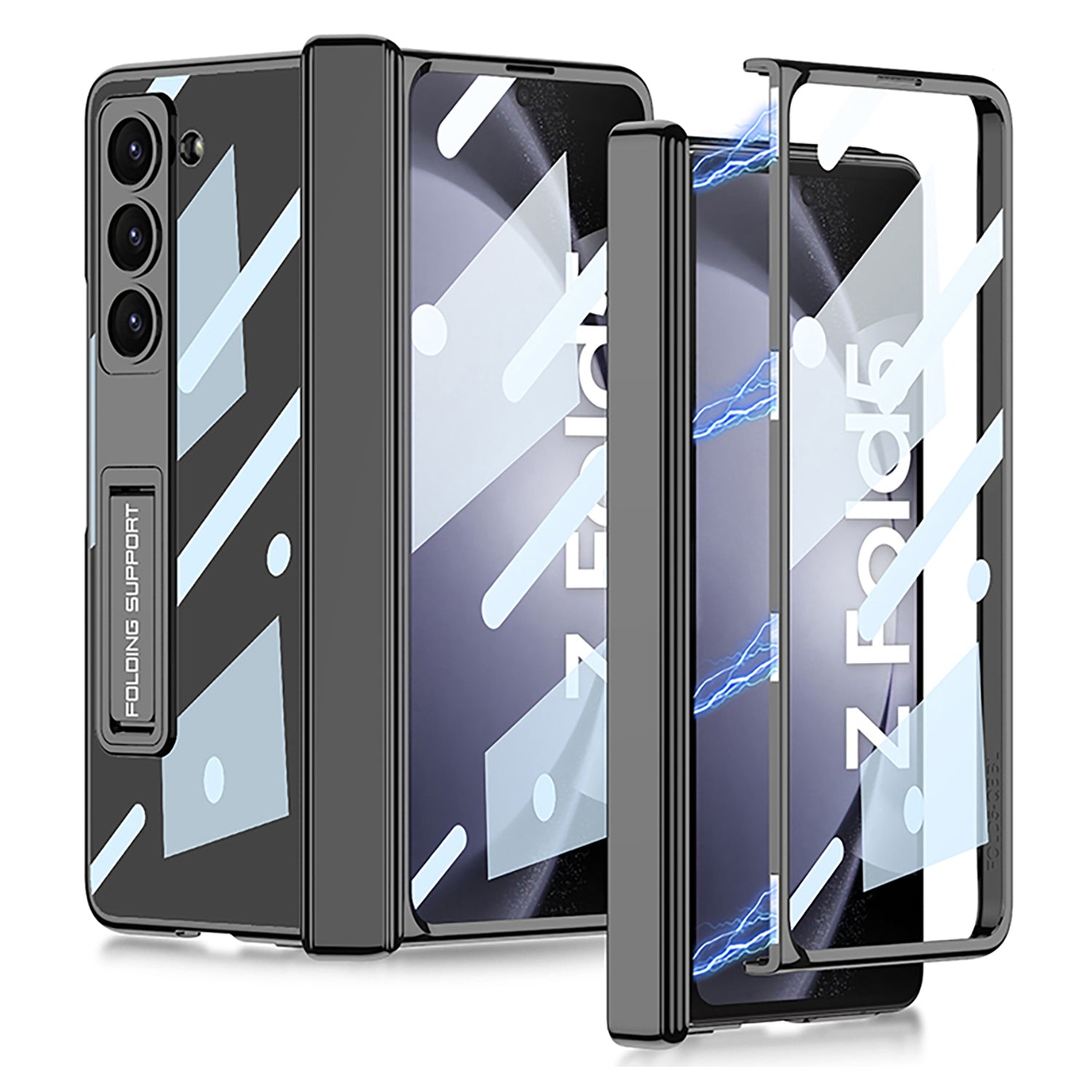 Pouzdro na telefon GKK Kickstand pro Samsung Galaxy Z Fold5 5G pevný kryt na PC s fólií z tvrzeného skla Pouzdro na telefon GKK Kickstand pro Samsung Galaxy Z Fold5 5G pevný kryt na PC s fólií z tvrzeného skla